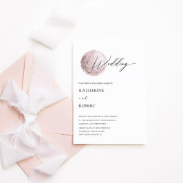 Mystical Måne  Rosa Bröllopsinbjudan Inbjudningar