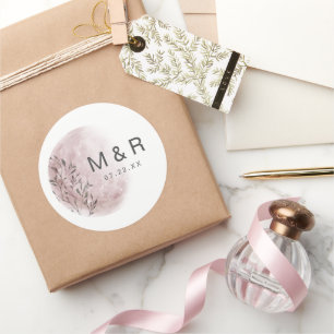 Mystical Måne Rosa Monogram Sticker Runt Klistermärke