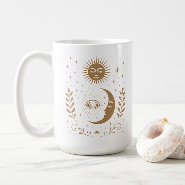 Mystical Midnight Moon & Stars Third Eye Unisex Kaffemugg (Med munk)