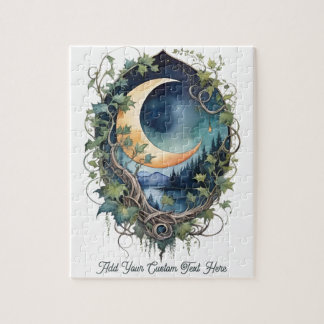 Mystical Moon & Vines Nattlig himmel Anpassad text Pussel