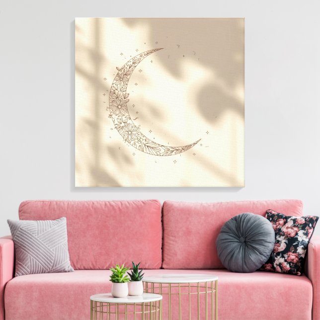 Mystical Moon Wall Art | Celestial Night Sky  Canvastryck (Insitu (Vardagsrum))