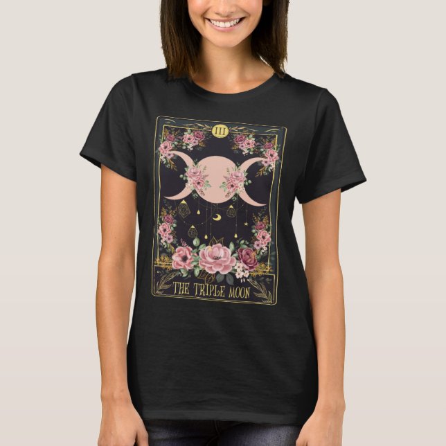 Mystical Moon Witchy Celestial Crescent Flying Lun T Shirt (Framsida)