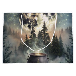 Mystical Moonlit Forest Cauldron - Witchy Magic Ar