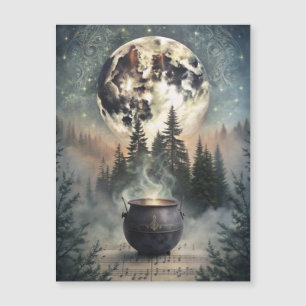 Mystical Moonlit Forest Cauldron - Witchy Magic Ar
