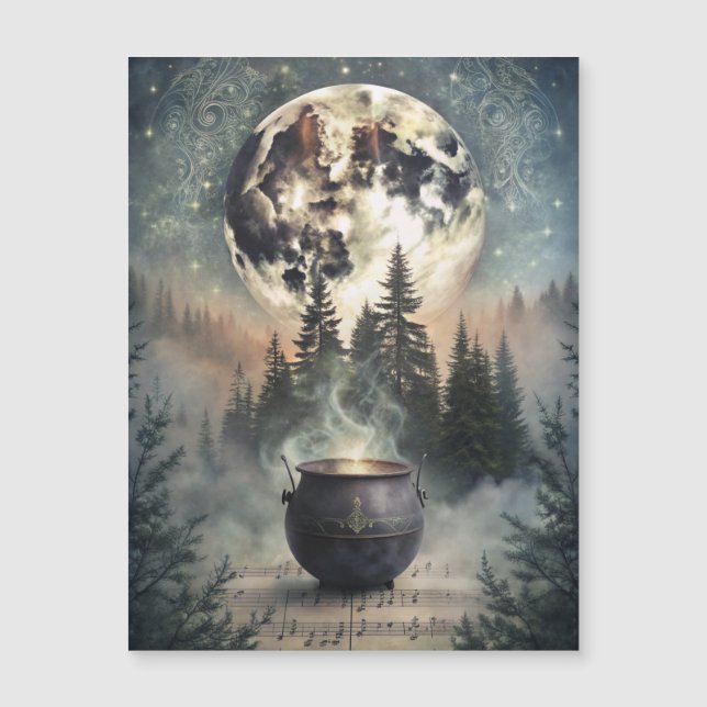 Mystical Moonlit Forest Cauldron - Witchy Magic Ar (Framsida)