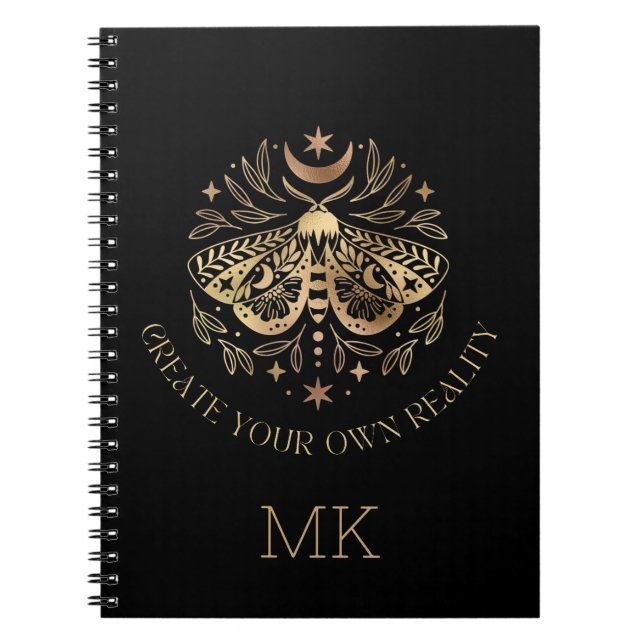 Mystical Moth Golden Butterfly Anteckningsbok (Framsidan)