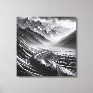 Mystical Mountain Rails: A Steam Tåg's Odyssey Canvastryck