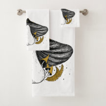 Mystical Mushroom & Måne Phases Bathroom Towel Set