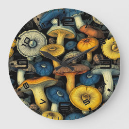 Mystical Mushroom Moments - stort Retro Clock Stor Klocka
