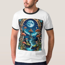 Mystical Mushroom Waterfall Forest T-Shirt