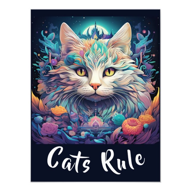 Mystical Native American Pop Art Cat lägg till din Fototryck (Framsidan)