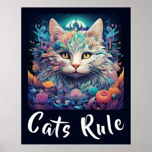 Mystical Native American Pop Art Cat lägg till din Poster