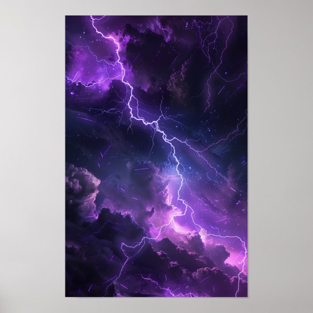 Mystical Natt Himlar med Lila Lightning Poster (Framsidan)