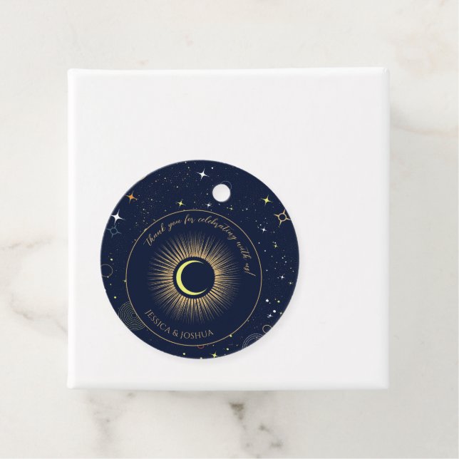 Mystical Navy Blue Celestial Starry Night Gåvor Etiketter (På plats)