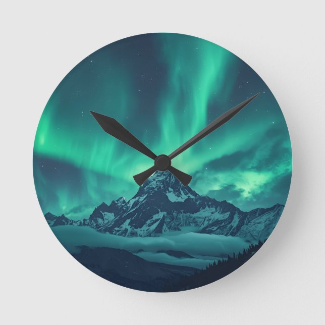 Mystical Night Himmel Clock - Anpassade Arktiskt V Rund Klocka (Framsida)