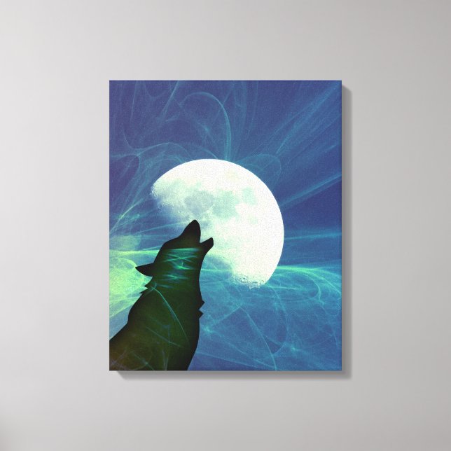 Mystical Night Sky Wolf Decor Canvastryck (Framsida)