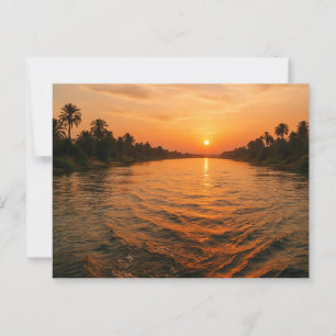 Mystical Nile River Sunset Egyptian Postcard Vykort