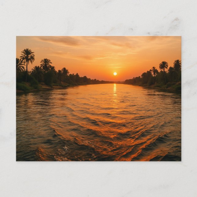 Mystical Nile River Sunset Egyptian Postcard Vykort (Framsida)