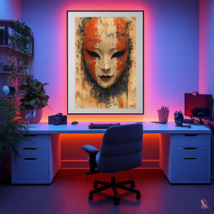 Mystical Noh Mask - Japansk teatralisk elegance Poster