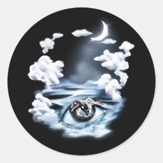 Mystical Ocean Eye Surreal konst Klassisk rund dek Runt Klistermärke
