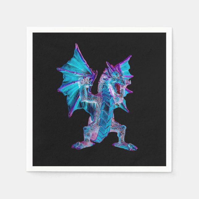 Mystical Ocean Fantasy Aqua Dragon Mythiskt x 50 Pappersservett (Framsidan)