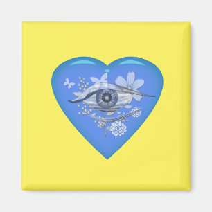 Mystical Öga Blommigt Heart Magnet