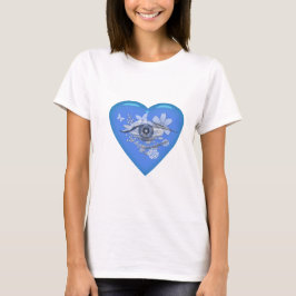 Mystical Öga Blommigt Heart T Shirt