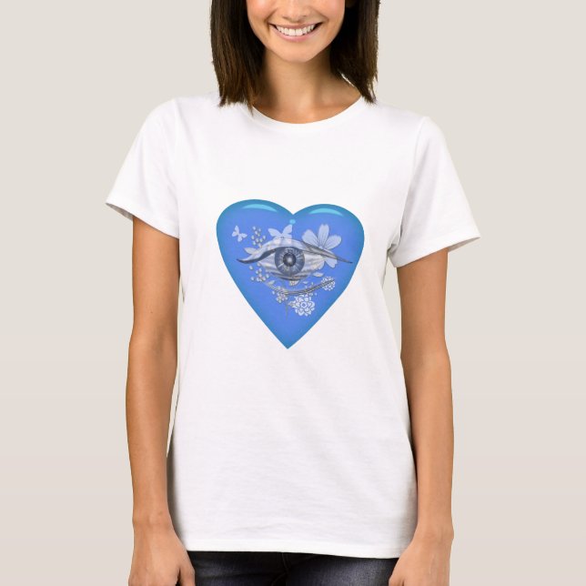 Mystical Öga Blommigt Heart T Shirt (Framsida)