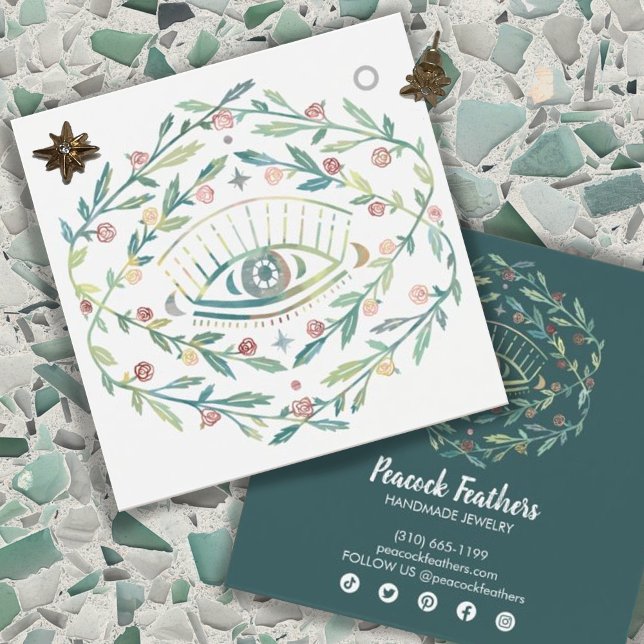 Mystical Öga Earring Necklace Jewelry Visning Card Fyrkantigt Visitkort (Skapare uppladdad)