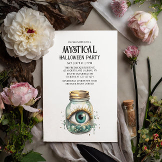 Mystical Öga Fortune Spooky Mint Halloween fest Inbjudningar
