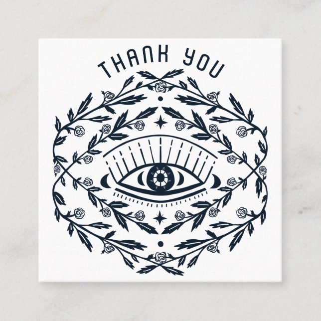 Mystical Öga Ro Magic Boho QR Social THANKS Fyrkantigt Visitkort (Framsida)