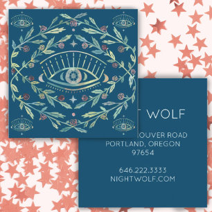 Mystical Öga Ro Vines Magic Boho Colorful Fyrkantigt Visitkort