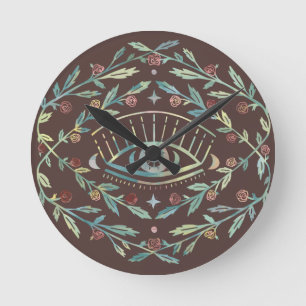 Mystical Öga Ro Vines Magic Boho Colorful Rund Klocka