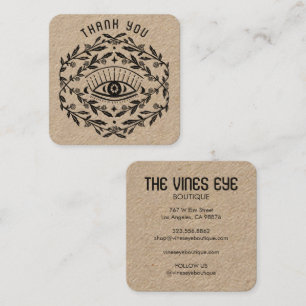 Mystical Öga Ro Vines Magic Boho KRAFT Fyrkantigt Visitkort