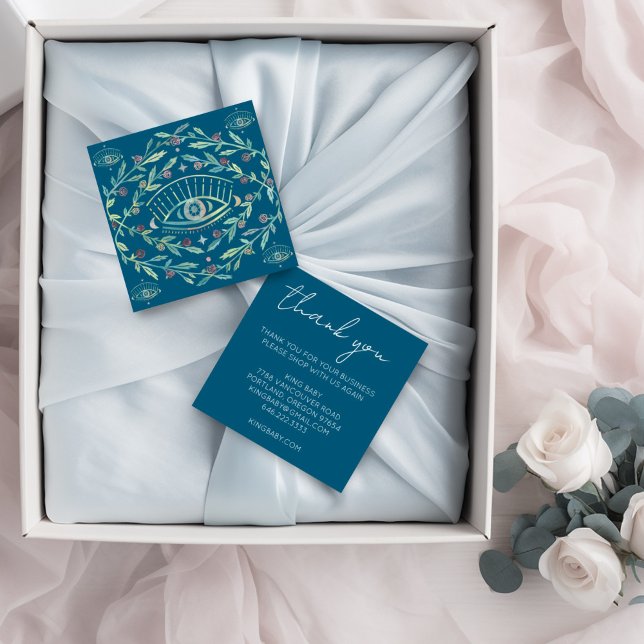Mystical Öga Ro Vines Magic Boho TACK Fyrkantigt Visitkort (Beautiful mystical thank you business cards)