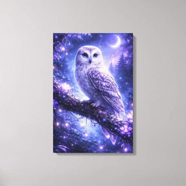Mystical owl in an enchanted forest canvastryck (Framsida)