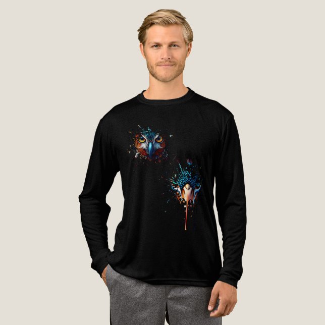  🦉 Mystical Owl Splatter Art - Dark Fantasy  T Shirt (Hel framsida)