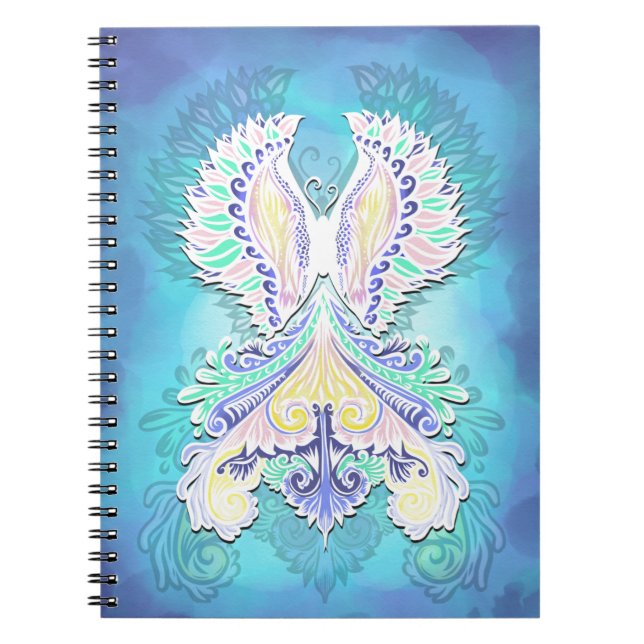 Mystical Pastel Butterfly | Etheral Boho Fantasy Anteckningsbok Med Spiral (Framsidan)