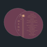 Mystical Plum Guld Sol Måne Stars Space Bröllop Meny<br><div class="desc">Menykort för Mystical Plum Guld Sol Stars Space Bröllop har enkla guld-stjärnor på plommonbakgrunden med menydetaljer i mitten i det moderna kalligrafiskriptet för guld. Anpassa genom att redigera texten i textrutorna. Designad av Evco Studio www.zazzle.com/store/evcostudio</div>