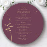 Mystical Plum Guld Sol Måne Stars Space Bröllop Meny<br><div class="desc">Menykort för Mystical Plum Guld Sol Stars Space Bröllop har enkla guld-stjärnor på plommonbakgrunden med menydetaljer i mitten i det moderna kalligrafiskriptet för guld. Anpassa genom att redigera texten i textrutorna. Designad av Evco Studio www.zazzle.com/store/evcostudio</div>