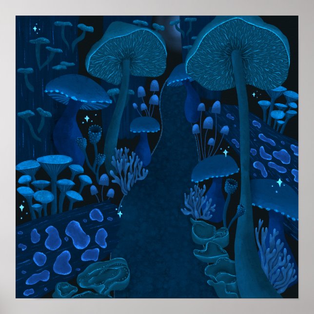 Mystical Psychedelic Fungi Forest Poster (Framsidan)