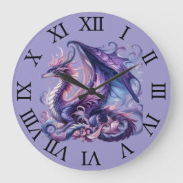 Mystical Purple Dragon Wall Clock Stor Klocka