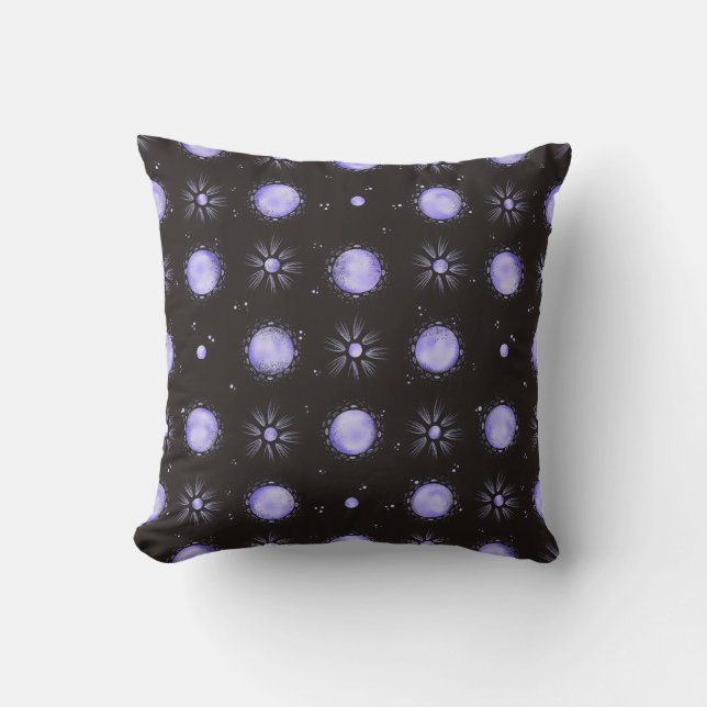 Mystical Purple Moon Galaxy Pattern Throw Pillow Kudde (Framsida)