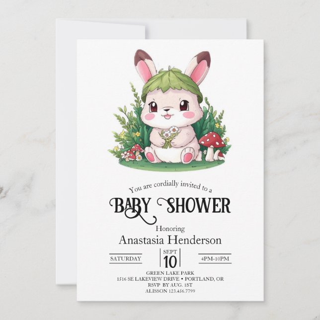 Mystical Rabbit Bunny Digital Baby Shower Inbjudningar (Framsida)