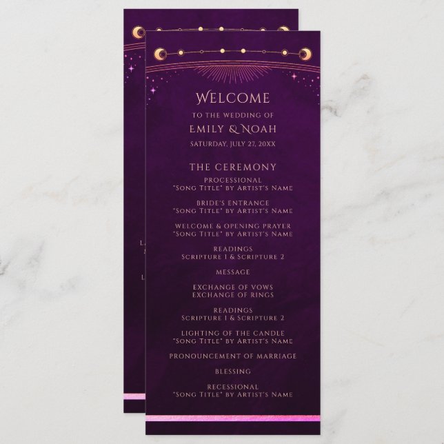 Mystical Rainbow Deep Plum Sol Måne-astronomi Program (Fram/baksida)