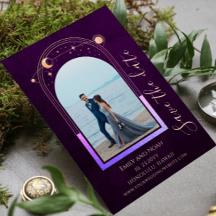 Mystical Rainbow Deep Plum Sol Måne Star Space Spara Datumet