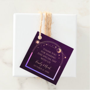 Mystical Rainbow Deep Plum Sol Måne Stars Bröllop Gåvor Etiketter