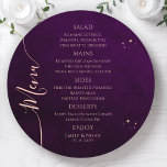 Mystical Rainbow Plum Sol Måne Stars Space Bröllop Meny<br><div class="desc">Menykort för Mystical Rainbow Deep Plum Sol Måne Stars Space Bröllop har enkla stjärnor på en djup plommonbakgrund med menydetaljer i mitten i det moderna pejlingsskriptet. Anpassa genom att redigera texten i textrutorna. Designad av Evco Studio www.zazzle.com/store/evcostudio</div>