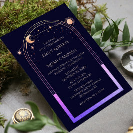 Mystical Rainbow Sol Star Måne astronomiutrymme Inbjudningar