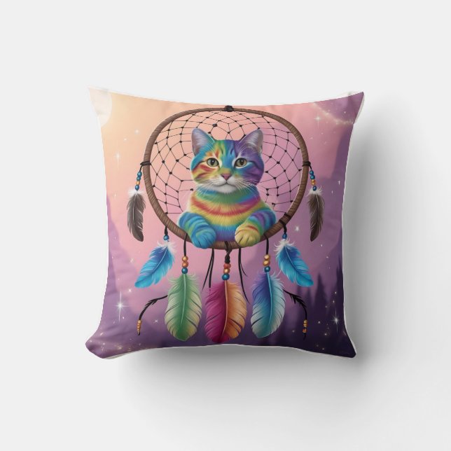 Mystical Rainbow Tabby Dream Kudde (Framsida)
